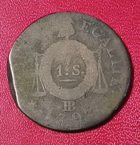 France - Convention (1792-1795) - 1 sol aux balances 1793 BB (Strasbourg ) - Imagen 1 de 2