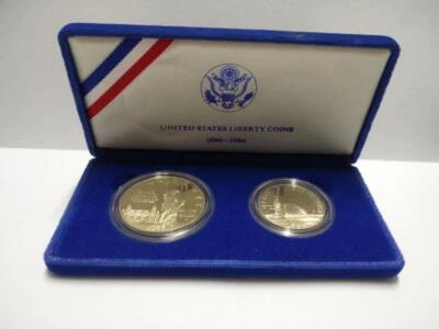 Juego de monedas de plata Liberty Proof Estados Unidos 1986 $1 y medio $ Caja y certificado (OC445) Foto 1 de 4