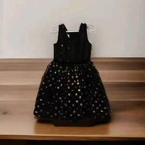 Vestido Emma Rosa Negro y Dorado Lentejuelas Floral Encaje Texturizado Bebé Niña Talla 5 - Imagen 1 de 7