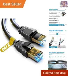 25ft Cat 8 Ethernet Cable, Shielded 40Gbps, Indoor/Outdoor, High Speed Network - Picture 1 of 9