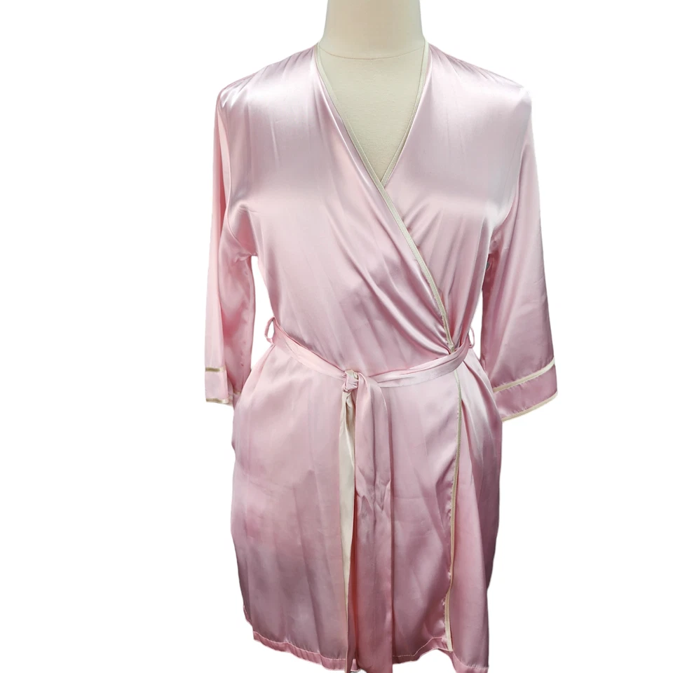 Jones New York Bata Mujer’s GRANDE–XL | Rosa Satén Cinturón Bata Lencería Sexy Foto 1 de 4