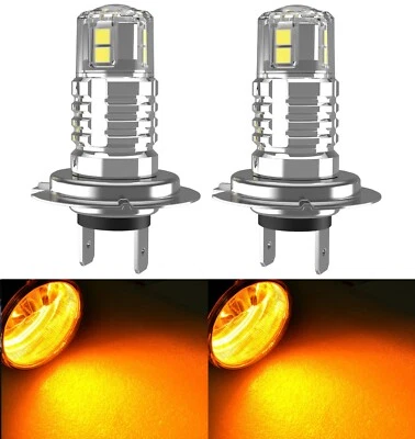LED 20W H7 Amber Two Bulbs Head Light High Beam Replacement Upgrade Show Color - Image 1 of 4