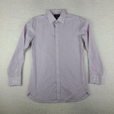 Camisa de vestir Bonobos para hombre 15,5-34 púrpura a cuadros sin arrugas calce ajustado abotonada Foto 1 de 4
