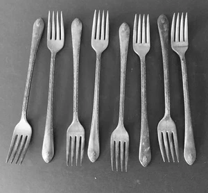 Lot #65 Silver Plated Flatware (8pc) Rogers Exquisite Grille Forks - Picture 1 of 3