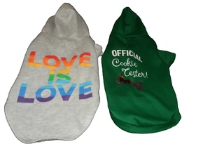 LOT 2 M DOG Hooded SWEATSHIRTS LOVE IS LOVE RAINBOW & Cookie Tester - Picture 1 of 2