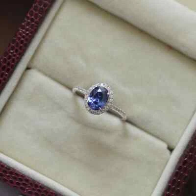 Tanzanite Lab-Created 925 Sterling Silver Statement Wedding Ring - Image 1 of 4