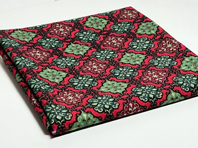 Christmas Cotton Fabric, Red and Green with Lattice Boho Print, 2/3 yard by 44in - Image 1 of 4