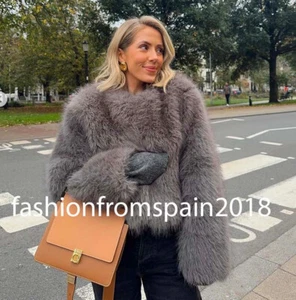 ZARA NEW WOMAN SHORT FAUX FUR COAT GREY XS-XXL 6318/024 sale price!!! - Picture 1 of 5