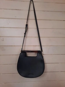 Woman's Piper Bag Black Leather Shoulder Strap With Bakelite Handles - Picture 1 of 5