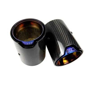 For BMW F10 F11 F20 F21 F22 F23 F30 F31 F32 BURNT BLUE SINGLE CARBON EXHAUST TIP - Picture 1 of 4