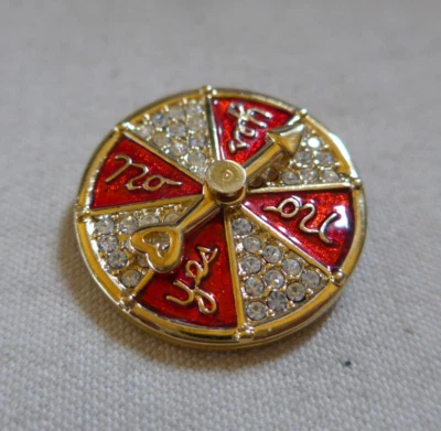 Swarovski Swan Brooch Pin Crystal Roulette Wheel w/ Spinning Dial Pin Enamel - Image 1 of 3