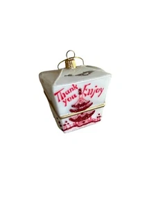 Chinese Takeout Box Christmas Ornament With Glitter Accents - Picture 1 of 4