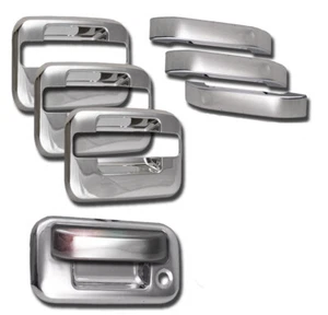PARA 04-13 FORD F-150 F150 4 PUERTAS PICKUP PUERTA MANIJA CUBIERTA EMBELLECEDOR BISEL CROMO 8 PIEZAS - Imagen 1 de 2