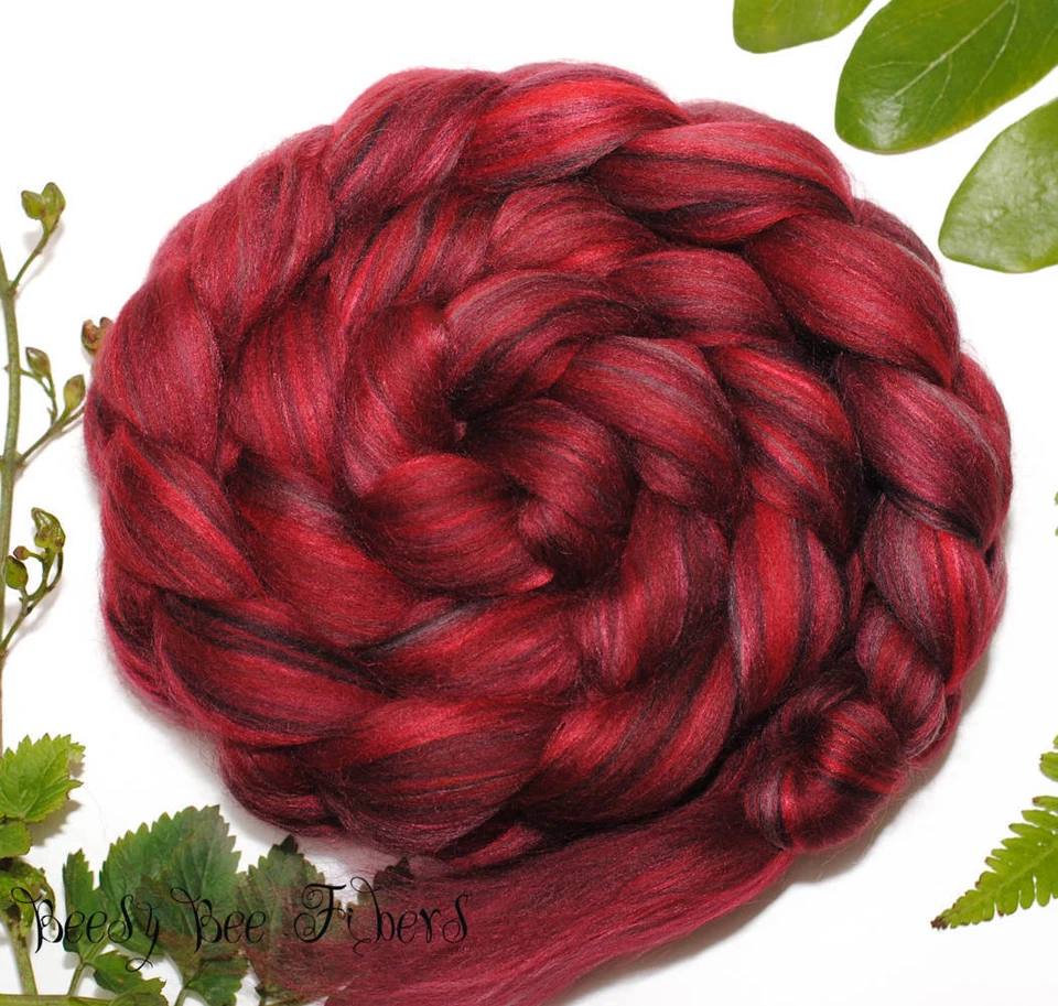 SANGRIA - Merino Bamboo Rayon Blend Combed Top Wool Roving Spinning Felting 4 oz - Image 1 of 4
