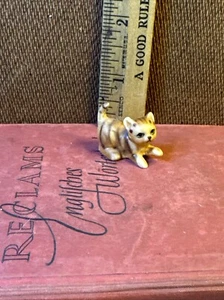 VTG TINY Striped OrangeTabby Kitten Cat Japan Porcelain Miniature Cute - Picture 1 of 7