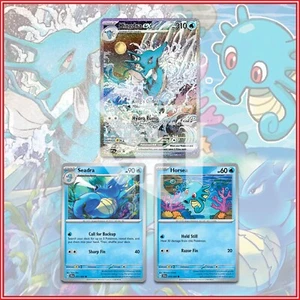 Pokemon TCG: SV Shrouded Fable - Kingdra ex Seadra Horsea - Promo Stella Nera - Foto 1 di 2