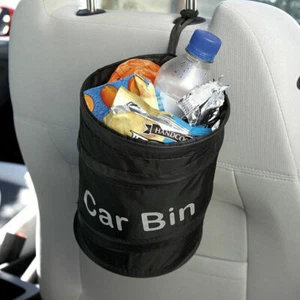 Car Bin Pop Up Black Storage Dustbin Foldable Travel Mini Rubbish Waste Basket - Picture 1 of 4