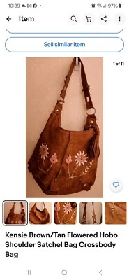 Bolso Bandolera Kensie Marrón/Tostado Flor Hobo Hombro   Foto 1 de 4