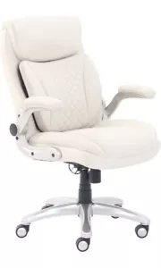 rolling office chair white leather  - Picture 1 of 4