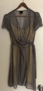 Anna Sui Canary Yellow Slip Dress & Grey Foil Sheath. Two Pieces. Size 8. - Picture 1 of 14