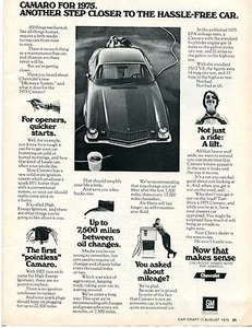 1975 Print Ad Chevrolet Chevy Camaro Another Step Closer To The Hassle Free Car - Picture 1 of 1