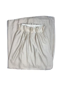 1 Vintage Heavy Custom Made Pinch Pleat Curtain Panel Beige Velour Velveteen - Picture 1 of 7