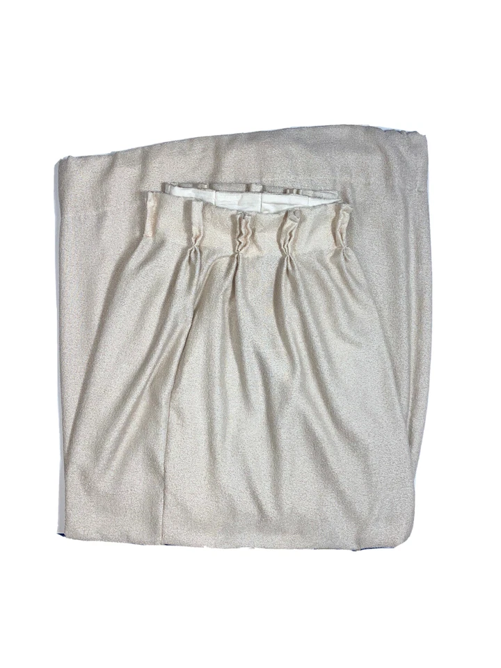 1 Panel Cortina Plisado Pellizco Pesado Vintage Beige Terciopelo Pana Foto 1 de 4