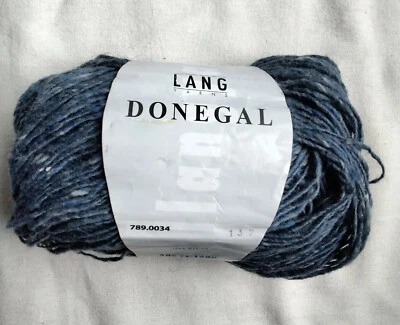 50g Lang Yarns Donegal, Fb. 34, mittelblau, Tweed, Strick, Wolle - Bild 1 von 4