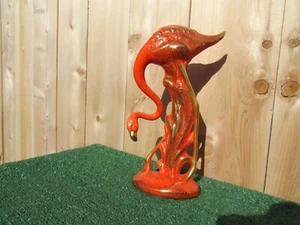 Vintage MCM California Originals Pottery Orange Gold Flamingo Statue Figure - Picture 1 of 8