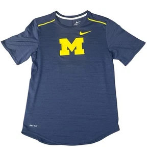 Nike Michigan Dri-fit Blue Yellow  T-Shirt Breathable Small - Picture 1 of 5