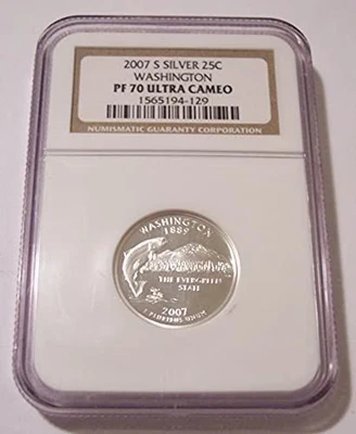 2007 S Silver Washington State Quarter Proof PF70 UC NGC - Image 1 of 2