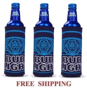BUD LIGHT 3 SLIM 16oz ALUMINUM BOTTLE COOLER COOZIE KOOZIE HUGGIE NEW BUD - Picture 1 of 1