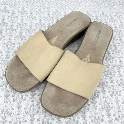 Sandalias Aerosoles Talla 9 (B) Beige Cuero Gamuza “Spring It” Cojín Toboganes Otoño Foto 1 de 4