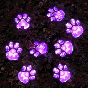 16.8ft Solar Paw Print Lights, Cat Dog Animal Solar String Lights (Set of 8) ... - Picture 1 of 7