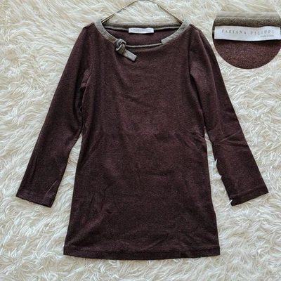 Top Brunello Cucinelli Monile Mezcla Cinta Tejido Marrón XS Auténtico De Japón RIN Foto 1 de 4