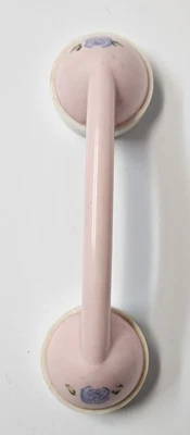 Vintage Baby Phone Rattle 1950-60 Pink w/ Blue Roses - Image 1 of 4