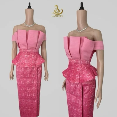 Khmer Traditional Outfit / Cambodian Clothes - 2 Piece, Khmer Shirt & Skirt - Image 1 of 4