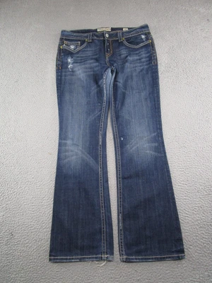 Pantalones de mezclilla MEK Denim Oaxaca corte bota ribete desgastado azul etiqueta 33x34 (36x33) Foto 1 de 4