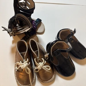 Monkey Feet Baby Girl Shoes Size 12-18 Months Lot Of Three Sandals And Booties - Picture 1 of 11