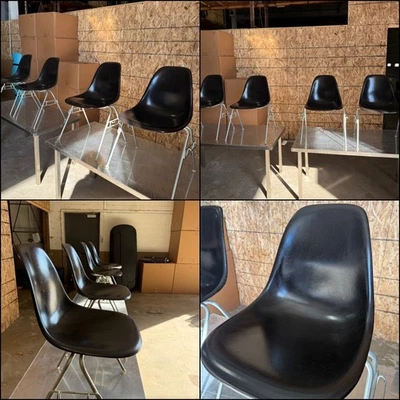📈 (4X) BLACK Original HERMAN MILLER Eames Fiberglass Shell Chair - Image 1 of 4