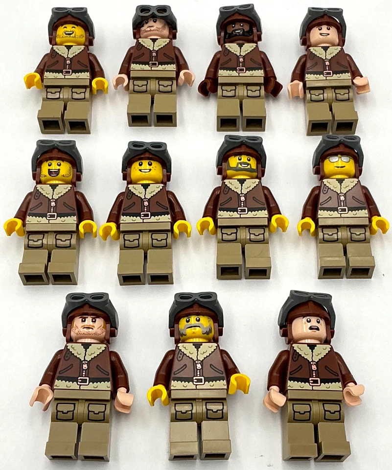 Lego New World War One and Two Jet Fighter Pilots Plane Minifigures Men - Image 1 of 1