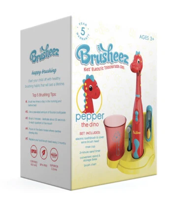NEW Brusheez Kids Electric Toothbrush Set 3+ Pepper The Dino (excluded 2 AA bat) - Image 1 of 4