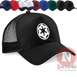 Imperial logo Star Wars Death Star half mesh retro trucker baseball cap hat - Picture 1 of 10