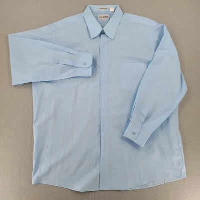Camisa Lucasini de una sola puntada con botones 2XL para hombre regular manga larga azul lisa Foto 1 de 4