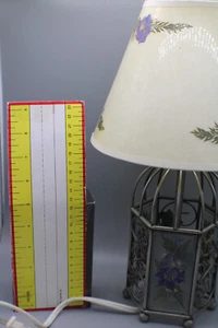 Purple Pansies Accent Lamp with Matching Shade, Glass & Silvertone Metal - Picture 1 of 13