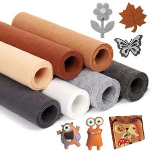 Felt Fabric Sheets 7 Rolls 8"x35" Grey Brown Series for DIY Sewing Crafts - Picture 1 of 6