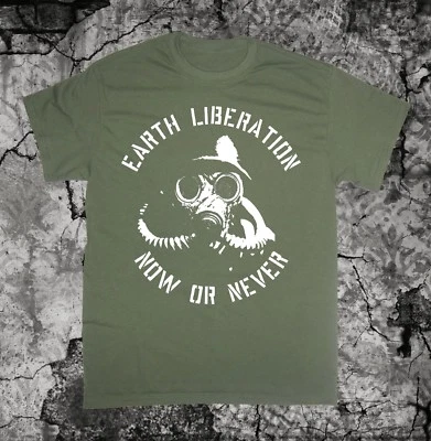 Earth Liberation Shirt Front First Rights Animal Human Anarchy Vegan Vegetarian - Image 1 of 4