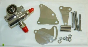 Type II Saginaw Power Steering Pump With Bracket Chrome for SBC 350 (SWP) - Picture 1 of 2