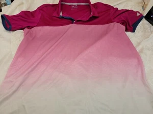 Adidas Climacool Polo Style Golf Shirt Mens XL White Pink Color Burst  - Picture 1 of 6