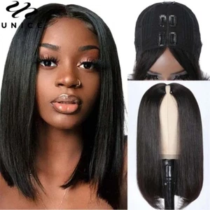 Parrucca UNICE Brazilian Bob Straight V Part capelli umani senza colla Wear and Go parrucca pizzo - Foto 1 di 10
